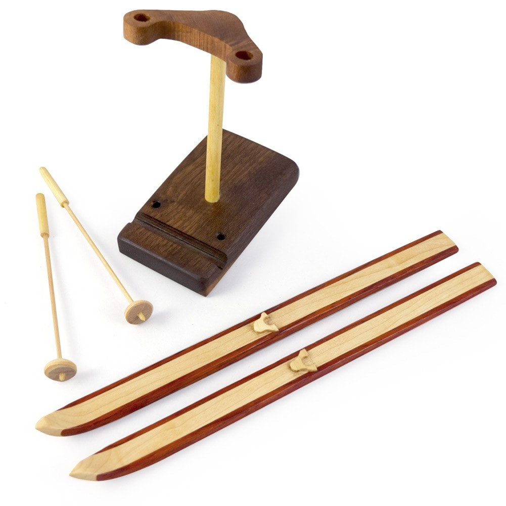 Wood Ski and Stand, Office Decor